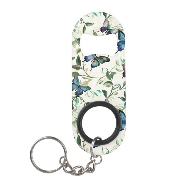 Abrebotellas De Llavero Moda Romántica Azul Butterflies Ducha de novia (Anverso)