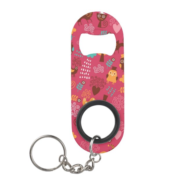 Abrebotellas De Llavero Modelo con los pájaros y los gatos lindos (Anverso)