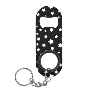 Abrebotellas De Llavero Modelo de estrellas blanco y negro