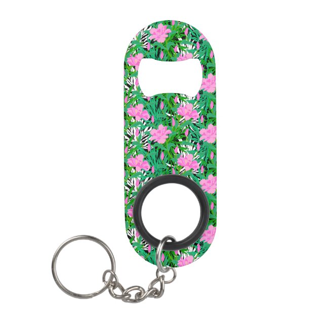 Abrebotellas De Llavero Modelo tropical con las flores de la selva (Anverso)