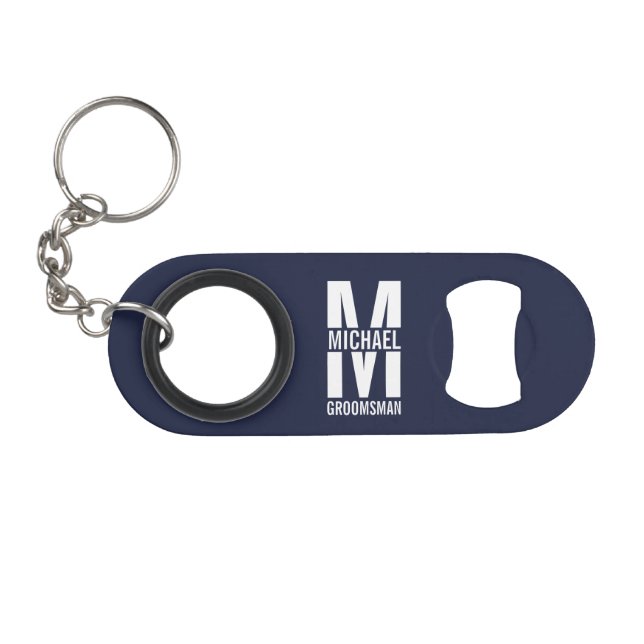 Abrebotellas De Llavero Modern Personalized Groomsmen Monogram and Name (Anverso (Horizontal)
)