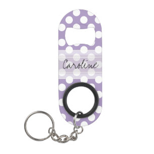 Abrebotellas De Llavero Monograma Morado Blanco Trendy Divertido Polka Dot