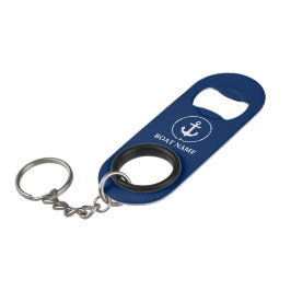 Abrebotellas De Llavero Nautical Boat Name Anchor Rope Navy Blue