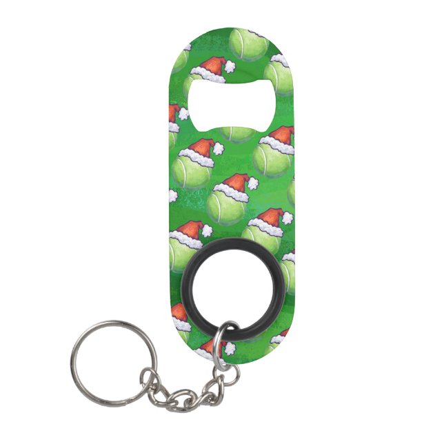 Abrebotellas De Llavero Navidades de Santa Hat Tennis Ball Green (Anverso)