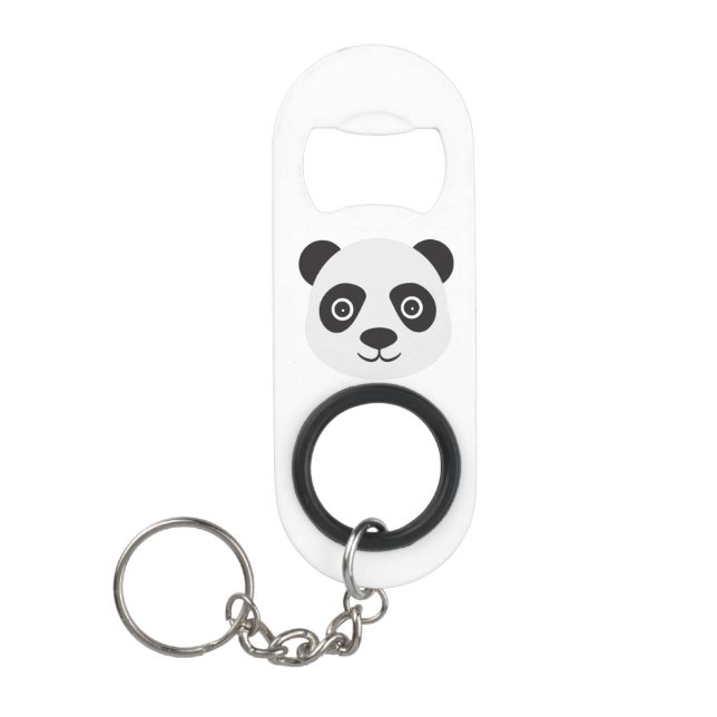 Abrebotellas De Llavero Panda Face Oso Blanco y Negro (Anverso)