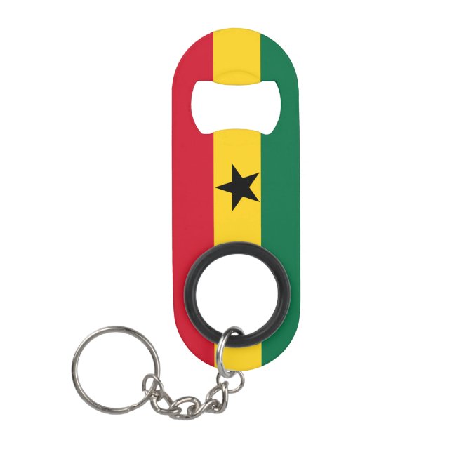 Abrebotellas De Llavero Patriótico de Bandera Nacional de Ghana (Anverso)