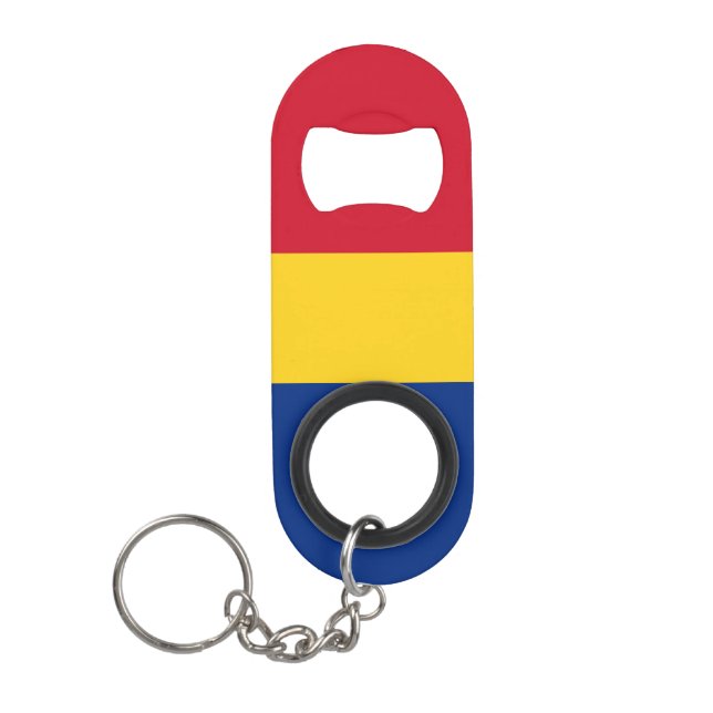 Abrebotellas De Llavero Patriótico de Bandera Nacional de Rumania (Anverso)