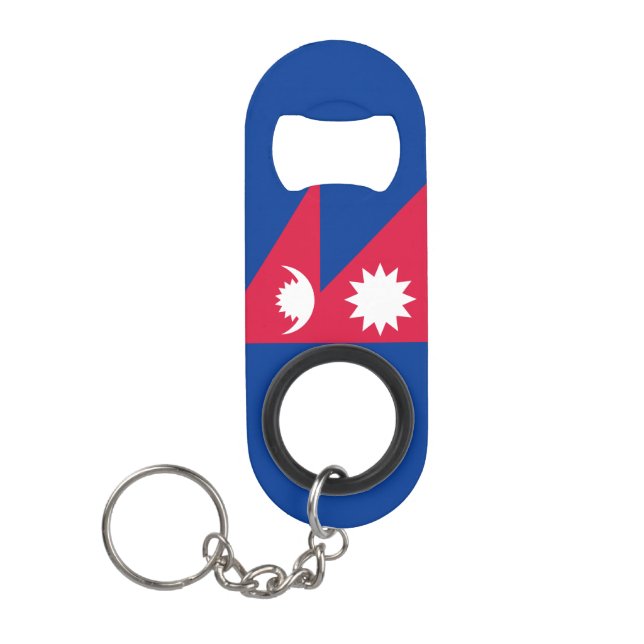 Abrebotellas De Llavero Patriótico de la Bandera Nacional de Nepal (Anverso)