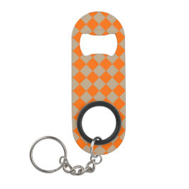 Abrebotellas De Llavero Patrón de diamante de cuadros taupe naranja
