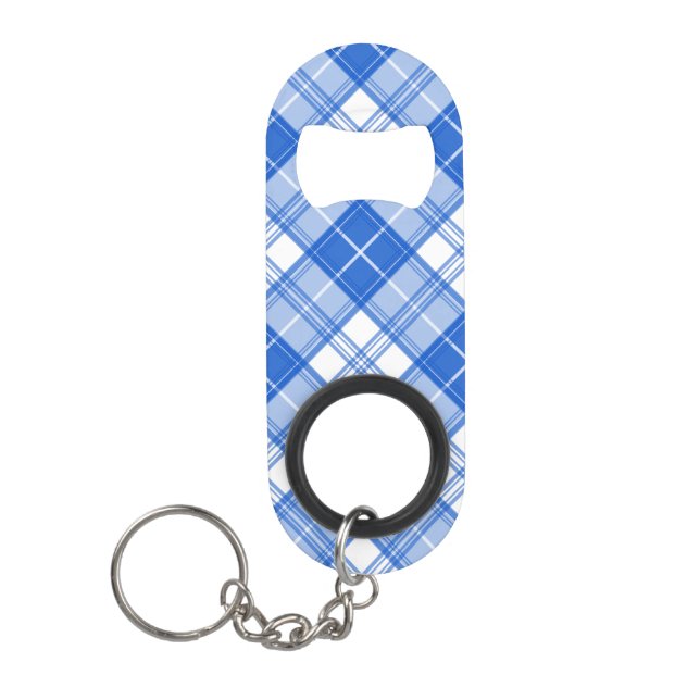 Abrebotellas De Llavero Patrón de tartán blanco oscuro yxm0uat9 diagonal (Anverso)