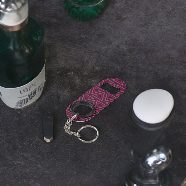 Abrebotellas De Llavero Patrón de triángulos rosados (Bottle Openers)