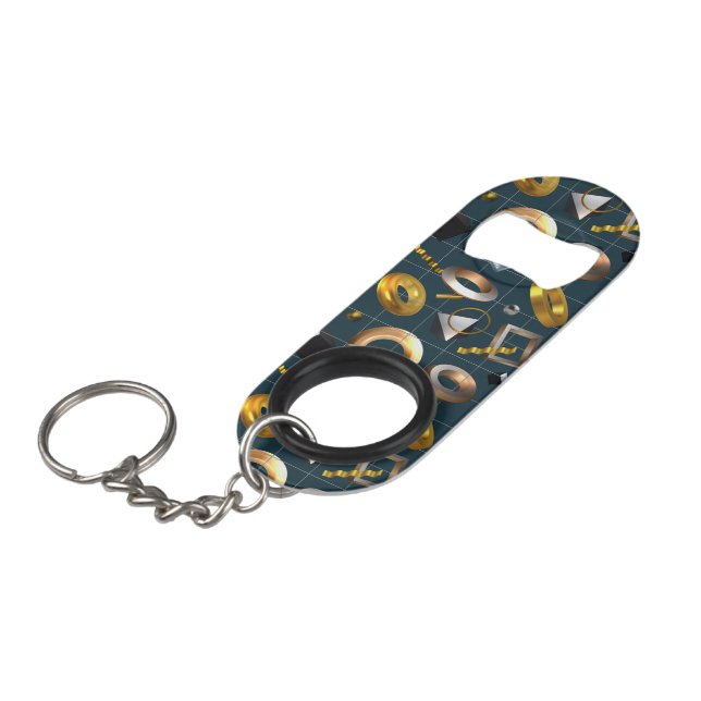 Abrebotellas De Llavero Patrón geométrico 3D (Ángulo frontal)