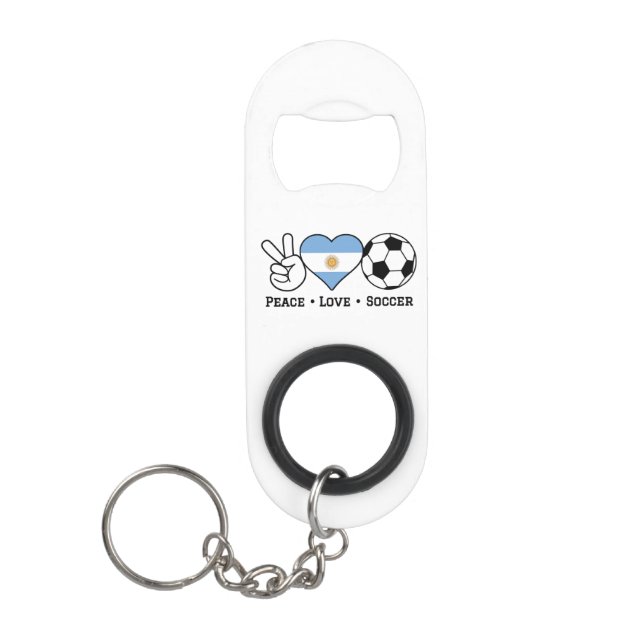 Abrebotellas De Llavero Peace Love Soccer Argentina Keychain Bottle Opentl (Anverso)