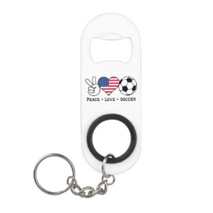 Abrebotellas De Llavero Peace Love Soccer USA Keychain Bottle Opentle