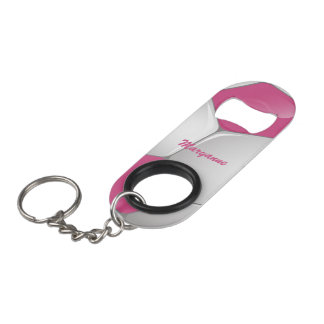 Abrebotellas De Llavero Pelota de fútbol de personalizable rosa y blanca