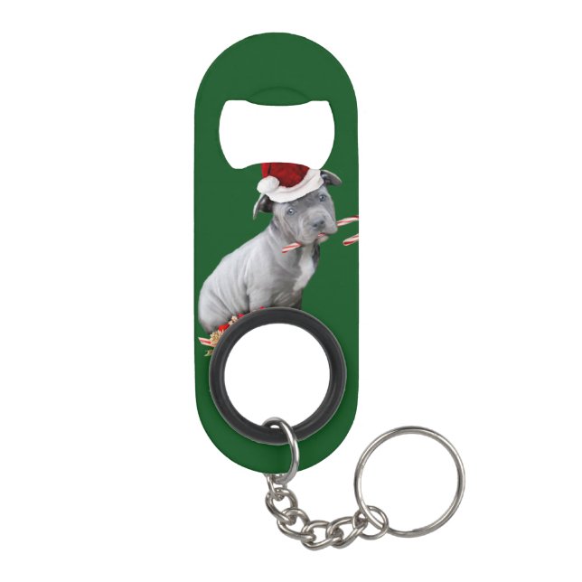 Abrebotellas De Llavero Perrito de Pitbull del navidad (Reverso
)