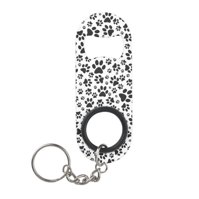 Abrebotellas De Llavero Perro Paws Black and White Polka Dot