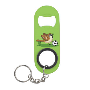Abrebotellas De Llavero Personalizado Cute Sparrow Jugando Fútbol