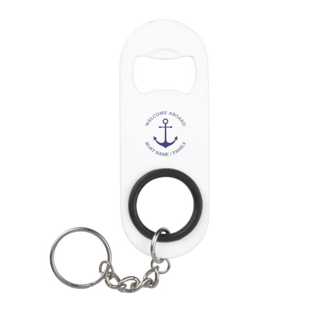 Abrebotellas De Llavero Personalizado de anclaje Náutico Nombre del barco  (Anverso)