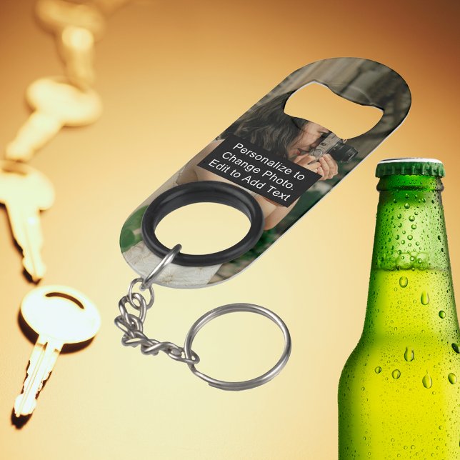 Abrebotellas De Llavero Personalizado Foto Nombre del arte Monograma (Custom Photo Art Name Monogram Quote Keychain Bottle Opener)