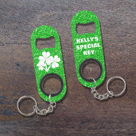 Abrebotellas De Llavero Personalizado・Kelly Green Purpurina White Shamrock