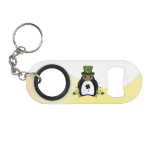 Abrebotellas De Llavero Pingüino Afortunado Día de San Patricio Trébol Irl