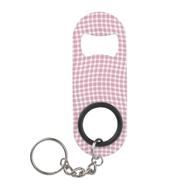 Abrebotellas De Llavero Pink White Plaid Checker Seamless Pattern (Anverso)