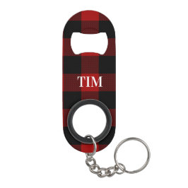 Abrebotellas De Llavero Placa personalizada de color rojo y negro