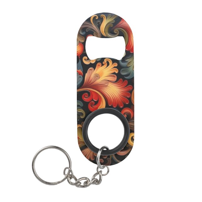 Abrebotellas De Llavero Rosemaling Moderno 5 (Anverso)