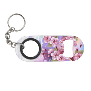Abrebotellas De Llavero Sakura rosa sobre fondo de pintura