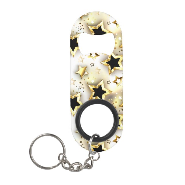 Abrebotellas De Llavero Sin inconvenientes de luz con estrellas de oro (Anverso)