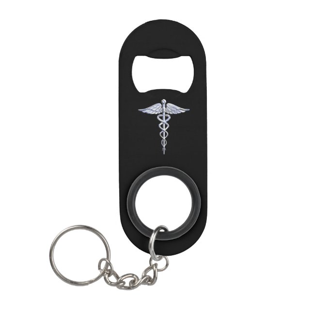 Abrebotellas De Llavero Stylish Chrome Like Caduceus Medical Symbol (Anverso)