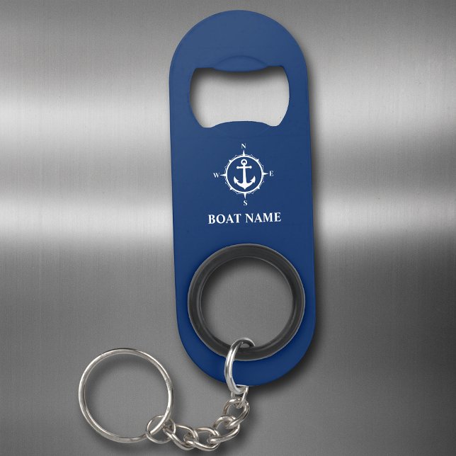 Abrebotellas De Llavero Su nombre de barco Compass Anchor Azul (Subido por el creador)