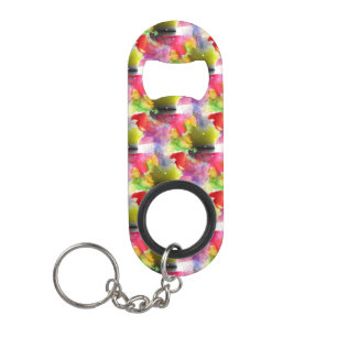 Abrebotellas De Llavero Textura roja, acuarela amarilla del diseño