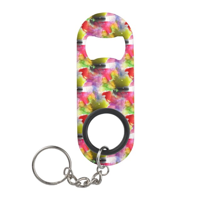 Abrebotellas De Llavero Textura roja, acuarela amarilla del diseño (Anverso)