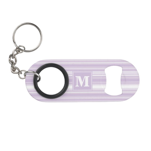 Abrebotellas De Llavero Tiras moradas monogramo (Anverso (Horizontal)
)