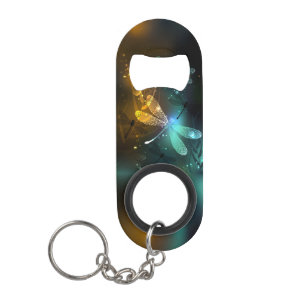 Abrebotellas De Llavero Vuelo de libélula luminosa verde