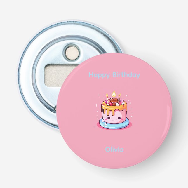 Abrebotellas de pastel Kawaii rosa (Anverso)