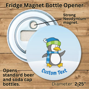Abrebotellas de pequeño pingüino caminando sobre l