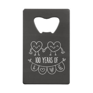 Abrebotellas De Tarjeta De Crédito 100° Aniversario Regalo Corazones de Marcha de Put
