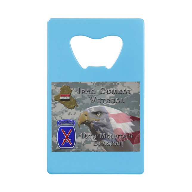 Abrebotellas De Tarjeta De Crédito 10.ª Montaña Div Iraq Combat Veteran (Anverso)