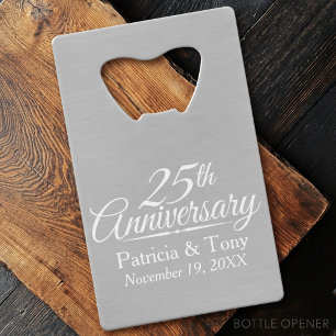 Abrebotellas De Tarjeta De Crédito 25.º aniversario Boda personalizado