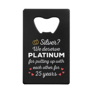 Abrebotellas De Tarjeta De Crédito 25 Aniversario Boda I - Pareja Graciosa de Plata