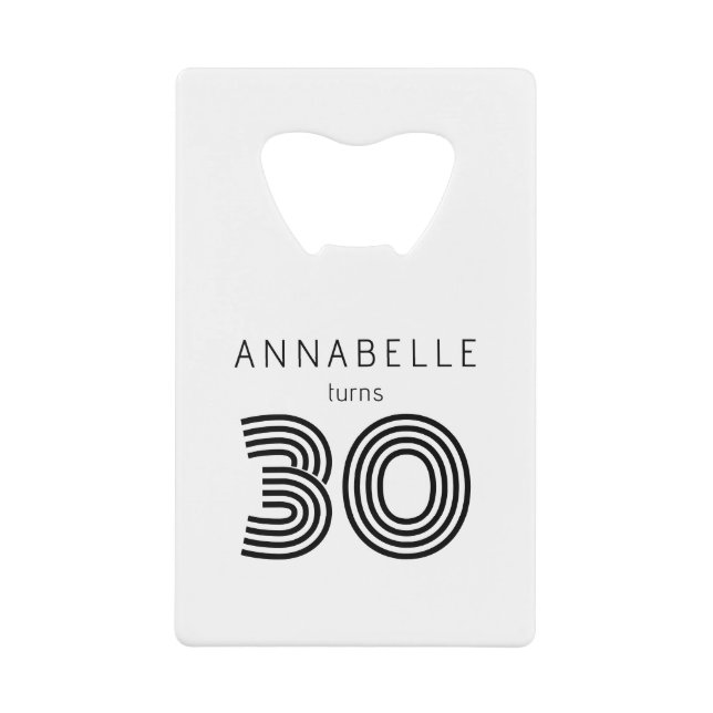 Abrebotellas De Tarjeta De Crédito 30 años modernos (Anverso)