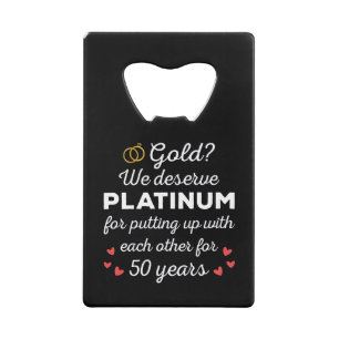 Abrebotellas De Tarjeta De Crédito 50° Aniversario Boda I - Pareja divertida de oro