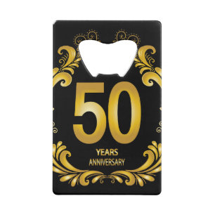 Abrebotellas De Tarjeta De Crédito 50 años de Purpurina de oro