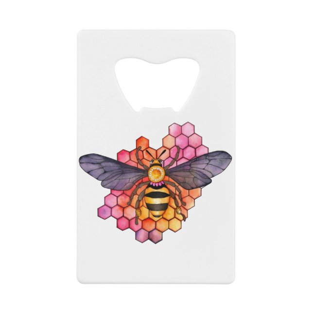 Abrebotellas De Tarjeta De Crédito Abeja de panal (Anverso)