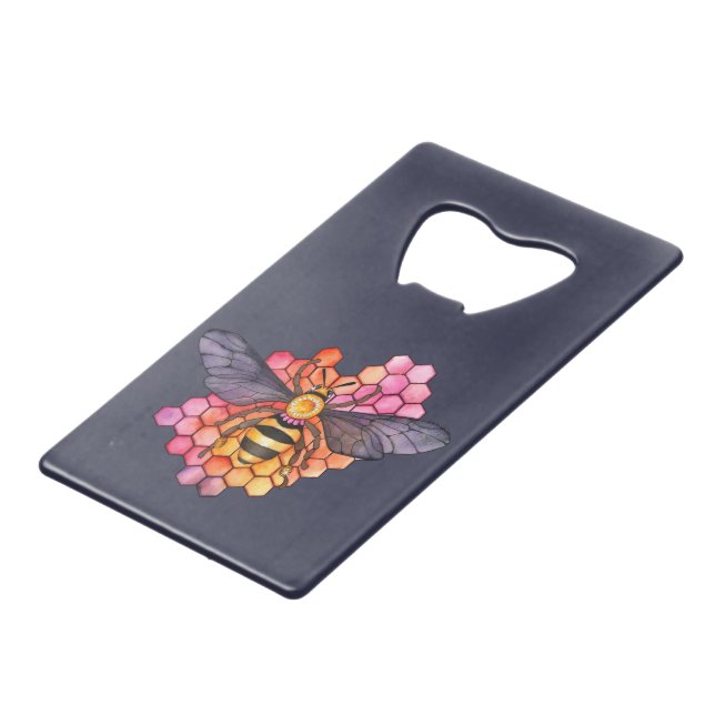 Abrebotellas De Tarjeta De Crédito Abeja de panal (Ángulo frontal)