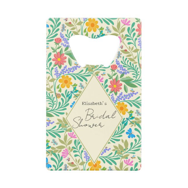 Abrebotellas De Tarjeta De Crédito Abeja, Mariquita, Mariposa, Libélula y Flores (Anverso)