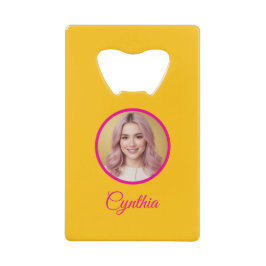 Abrebotellas De Tarjeta De Crédito Abrebotellas Amarillo con Texto Personalizado Llav